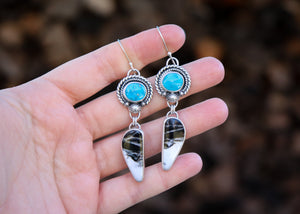 Cosmic Dangles - Sonoran Rose Turquoise + White Buffalo