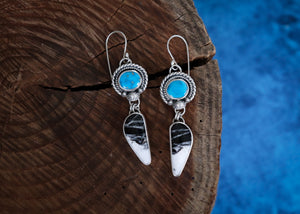 Cosmic Dangles - Sonoran Rose Turquoise + White Buffalo