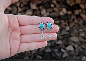 Turquoise + Abstract Flower Dangle Studs