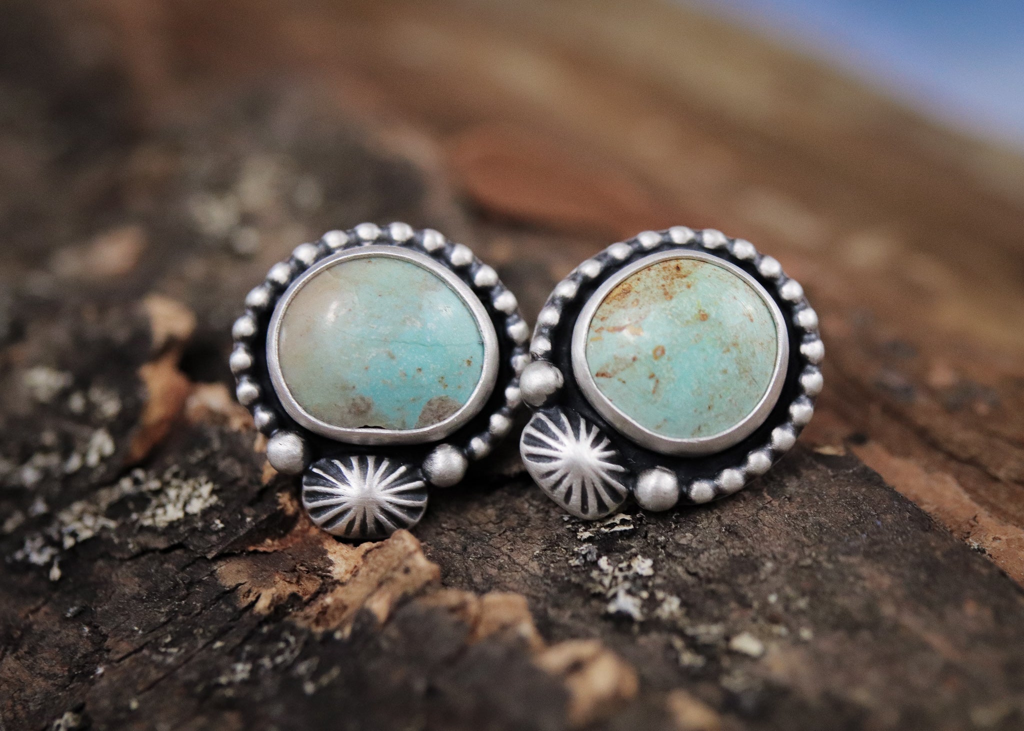 Alacron Sonoran Swirl Turquoise Studs – Nash Metals Co