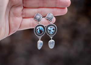 Diamond Burst Earrings - Lavender Turquoise + Moonstone