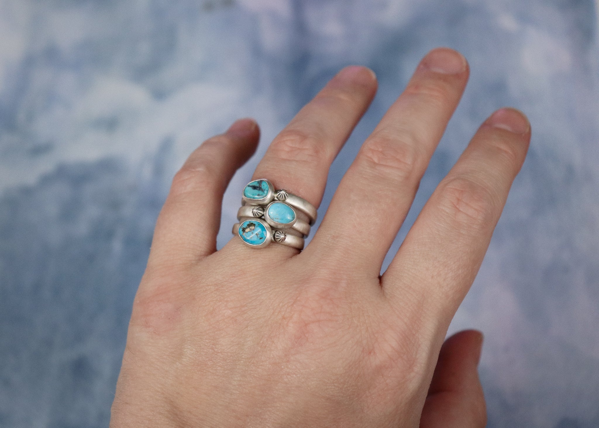 Starburst Ring with Castle Dome Turquoise - Size 7
