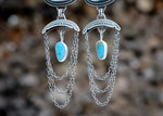 Triple Chain Earrings - Sonoran Rose Turquoise + Nevada Turquoise