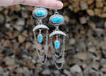 Triple Chain Earrings - Sonoran Rose Turquoise + Nevada Turquoise
