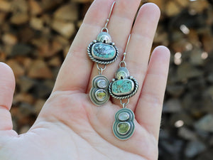 Prince Variscite + Moonstone + Moldavite Dangles