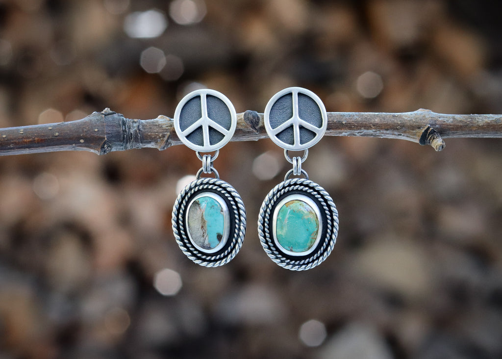 Peace Earrings - Royston Turquoise with posts