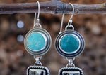 Sunrise Earrings - Campitos Turquoise + White Buffalo Turquoise