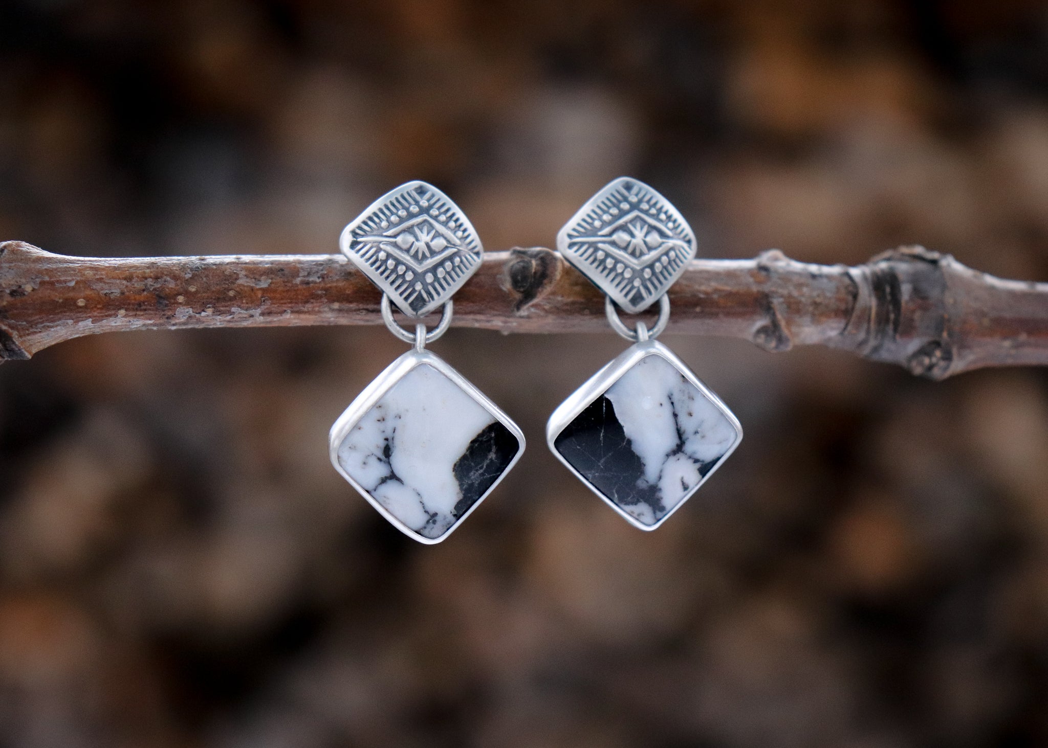Diamond Burst Earrings - White Buffalo