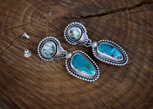 Blue Diamond Turquoise + Prince Variscite Earrings