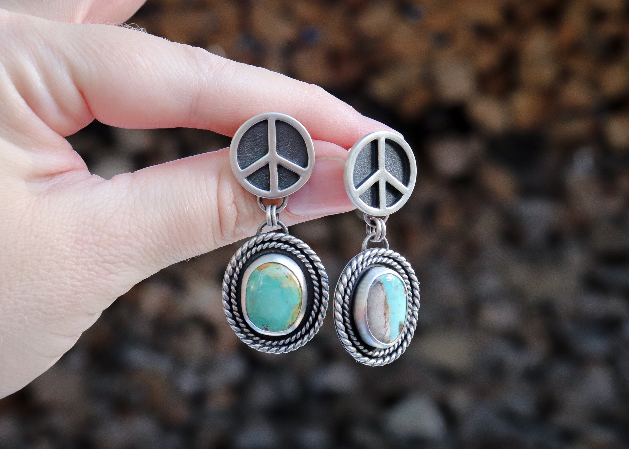 Peace Earrings - Royston Turquoise with posts